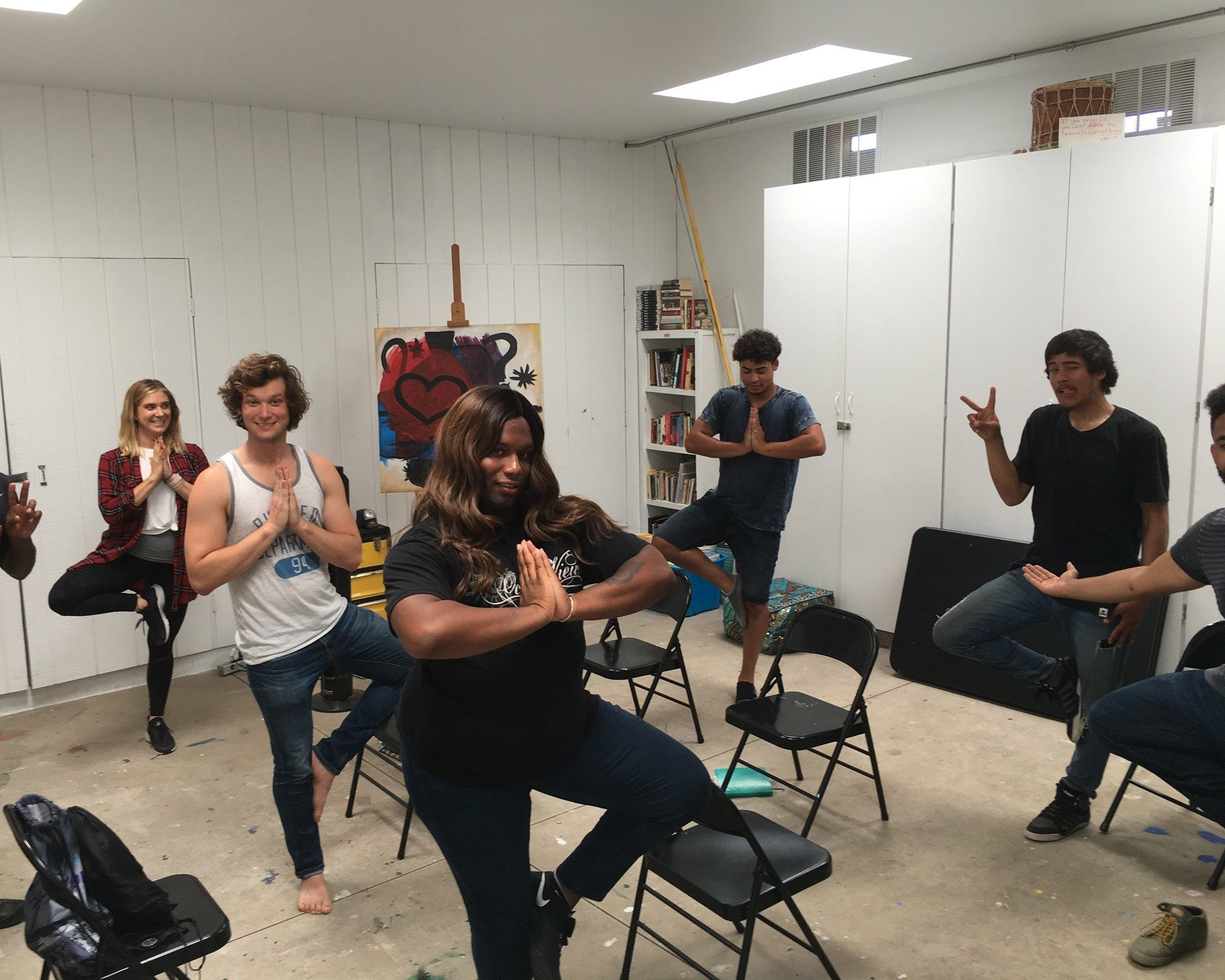 youth doing yoga